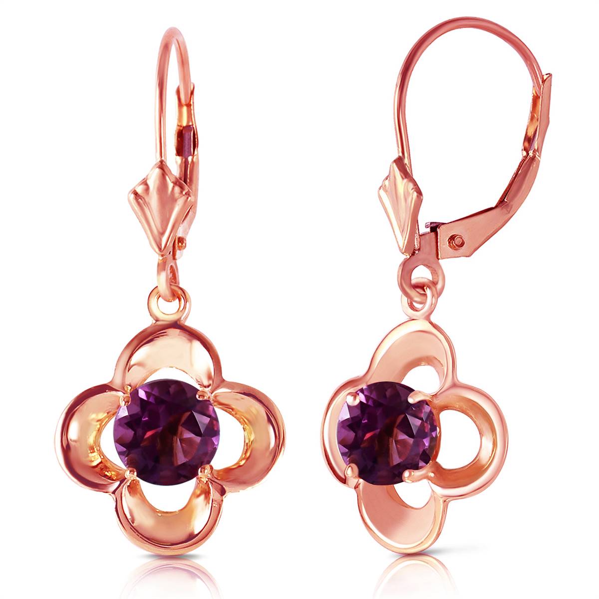 1.1 Carat 14K Solid Rose Gold Amethyst Bloom Earrings