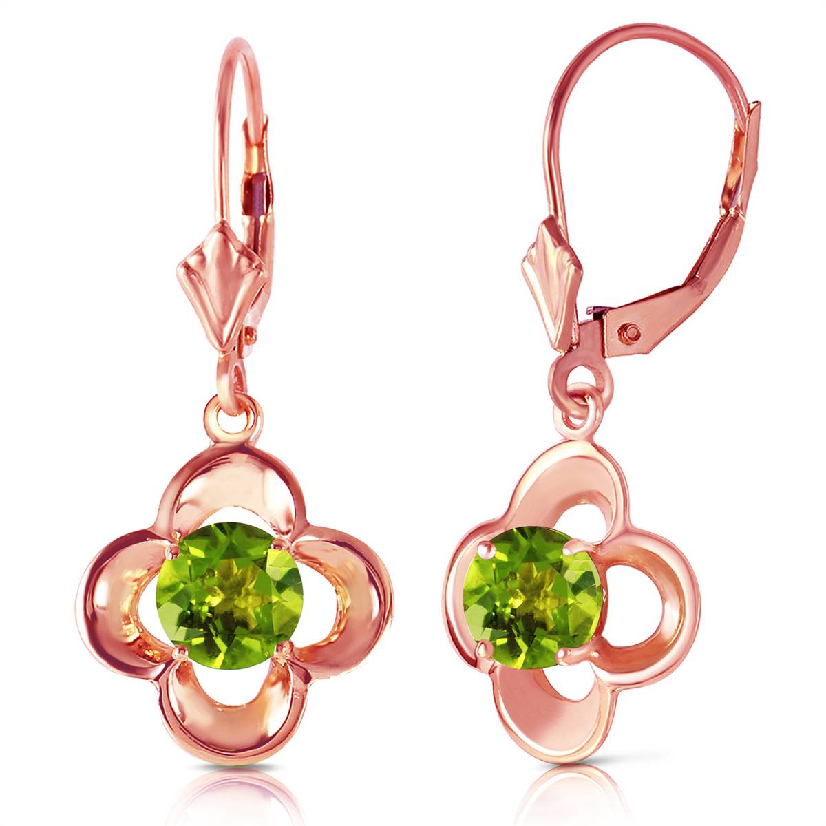 1.1 Carat 14K Solid Rose Gold Peridot Bloom Earrings
