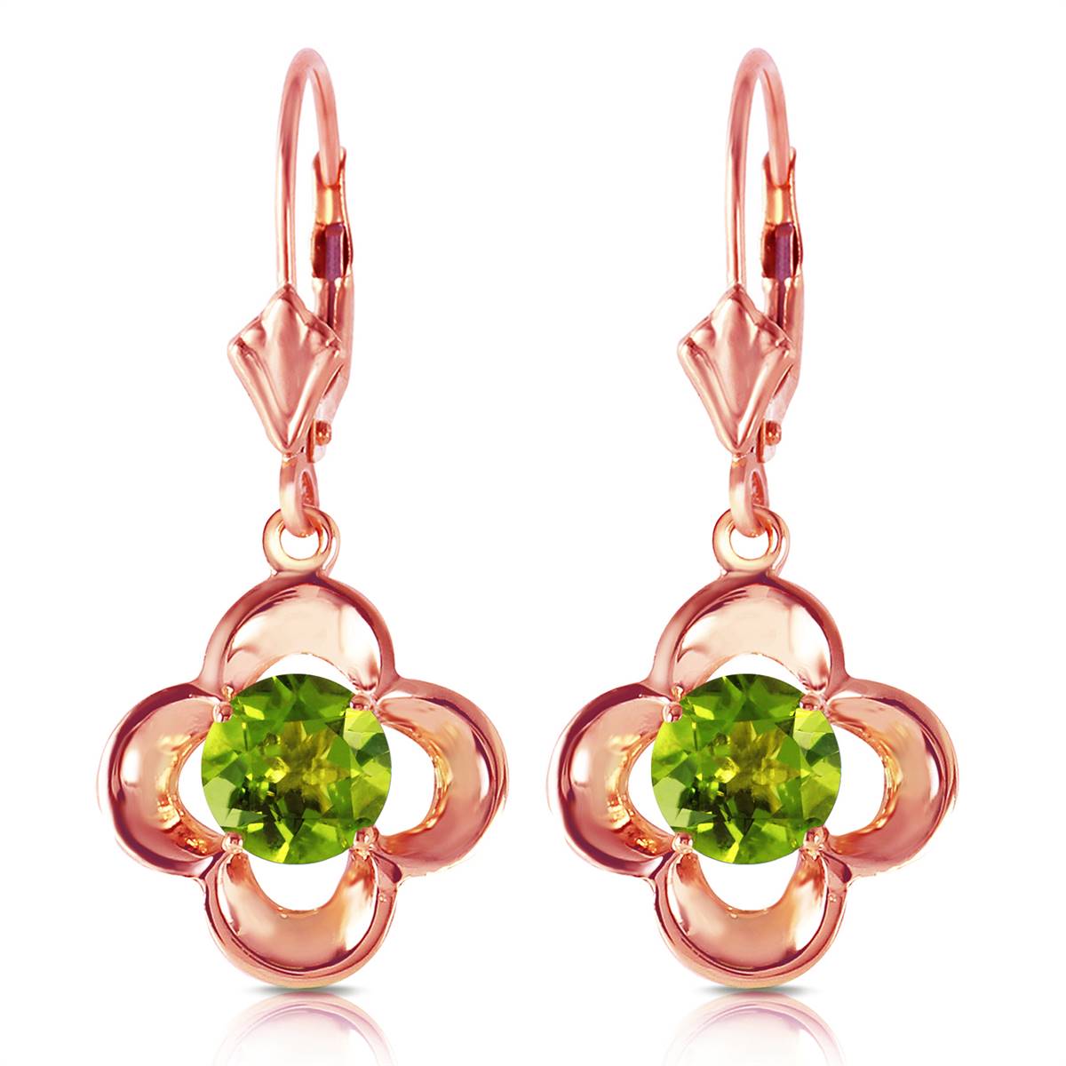 1.1 Carat 14K Solid Rose Gold Peridot Bloom Earrings