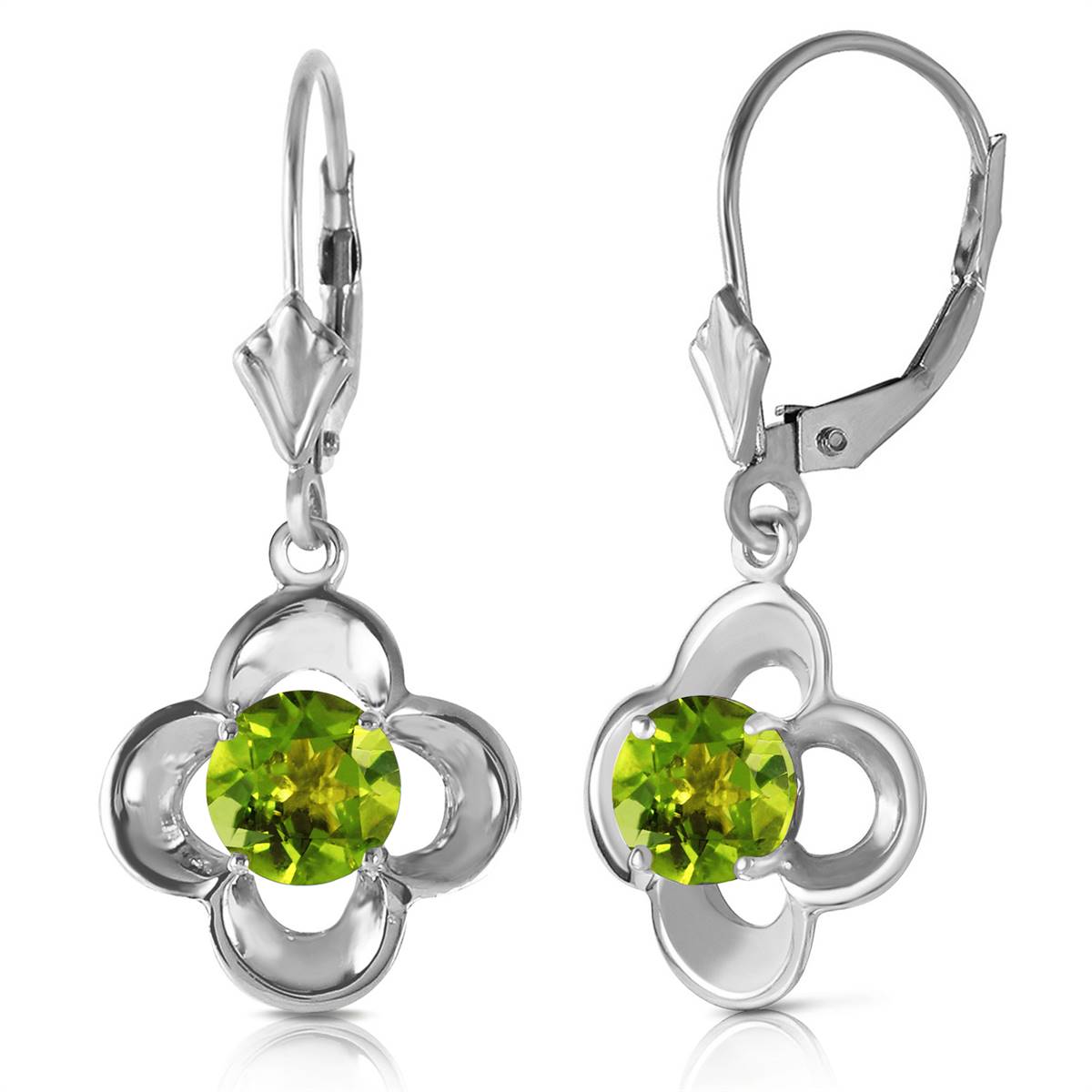 1.1 Carat 14K Solid White Gold Foundations Peridot Earrings