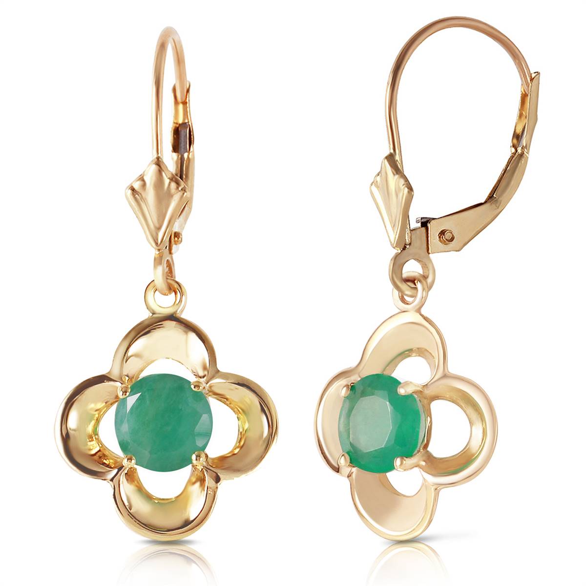 1.1 Carat 14K Solid Yellow Gold Selene Emerald Earrings