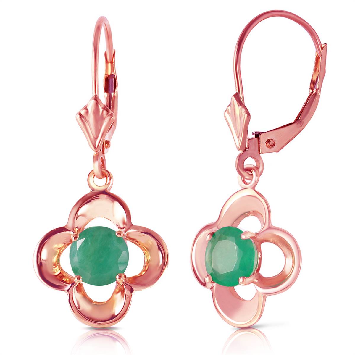 1.1 Carat 14K Solid Rose Gold Emerald Bloom Earrings
