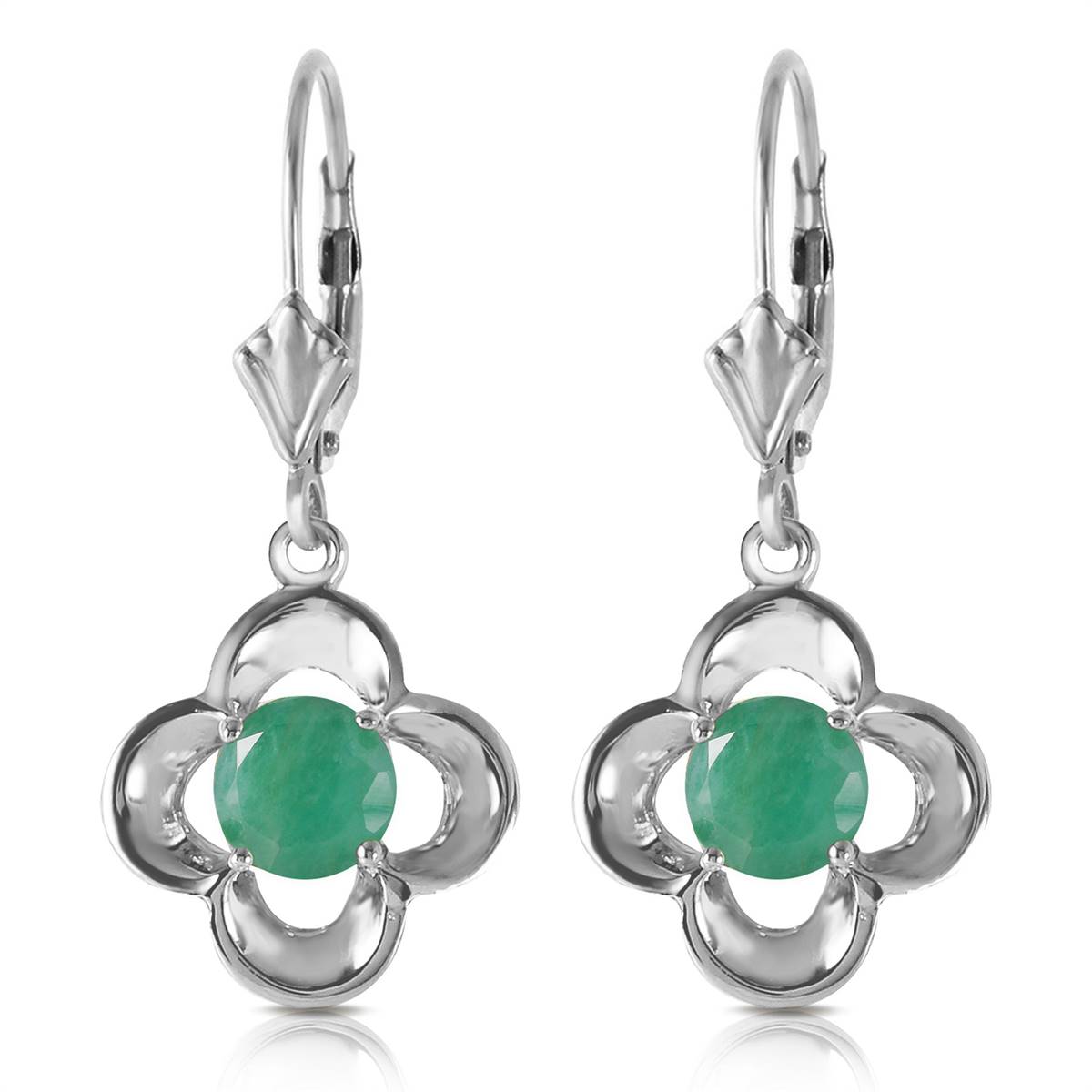 1.1 Carat 14K Solid White Gold Persuasion Emerald Earrings