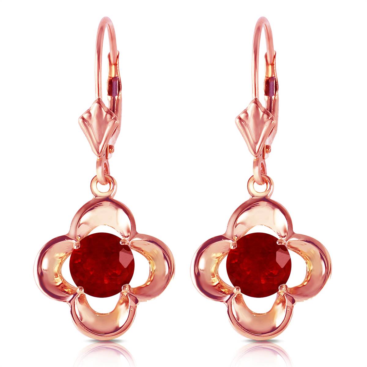 1.1 Carat 14K Solid Rose Gold Ruby Bloom Earrings