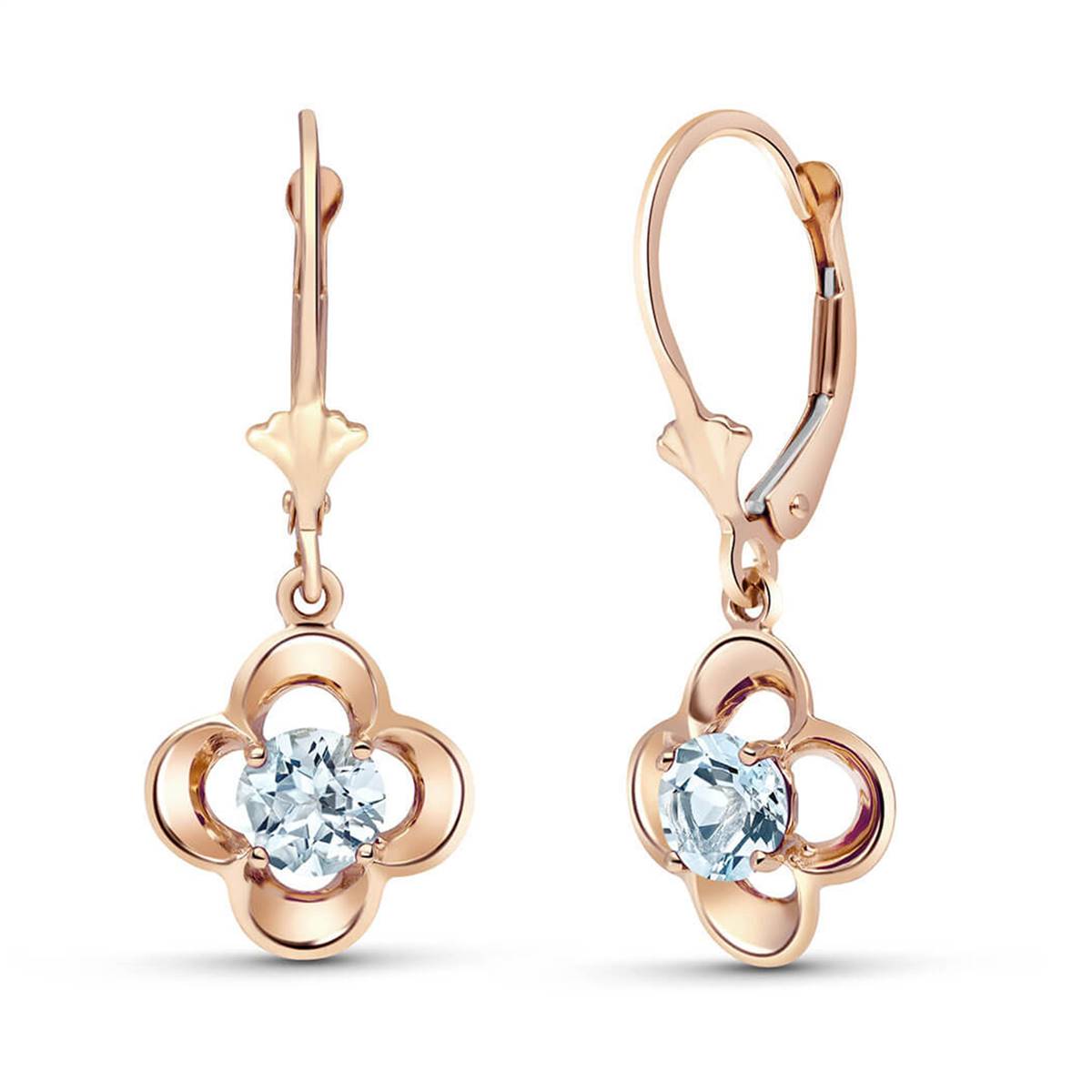 1.1 Carat 14K Solid Rose Gold Aquamarine Bloom Earrings
