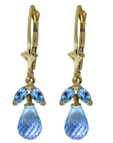 3.4 Carat 14K Solid White Gold Insight Blue Topaz Earrings