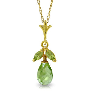 1.7 Carat 14K Solid Yellow Gold Flesh And Spirit Peridot Necklace
