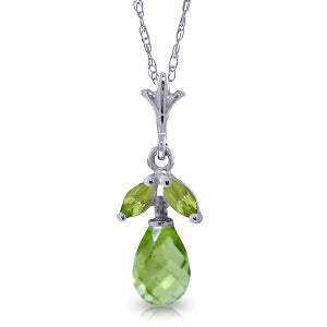 1.7 Carat 14K Solid White Gold That's Emotion Peridot Necklace