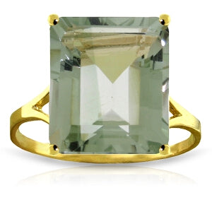 6.5 Carat 14K Solid Yellow Gold Ring Natural Octagon Green Amethyst