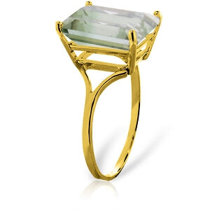 6.5 Carat 14K Solid Yellow Gold Ring Natural Octagon Green Amethyst