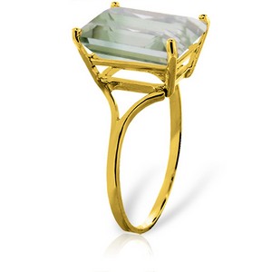 6.5 Carat 14K Solid Yellow Gold Ring Natural Octagon Green Amethyst