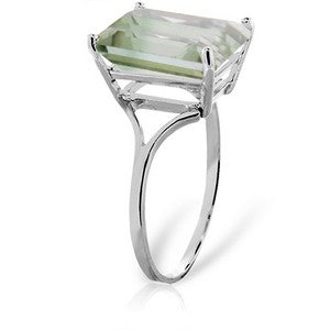 6.5 Carat 14K Solid White Gold Ring Natural Octagon Green Amethyst