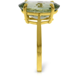 7.55 Carat 14K Solid Yellow Gold Ring Natural Green Amethyst