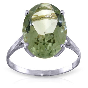 7.55 Carat 14K Solid White Gold Ring Natural Green Amethyst