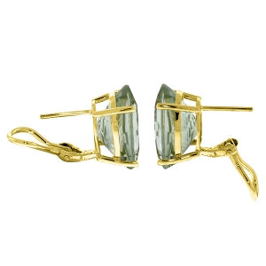 15.1 Carat 14K Solid Yellow Gold Intensity Green Amethyst Earrings