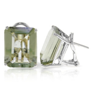 13 Carat 14K Solid White Gold Told You So Green Amethyst Earrings