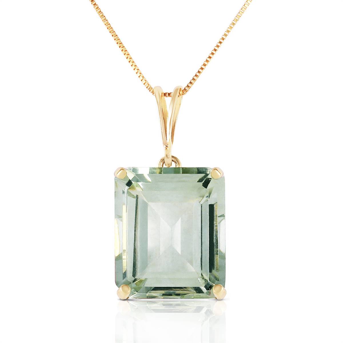 6.5 Carat 14K Solid Yellow Gold Necklace Octagon Green Amethyst