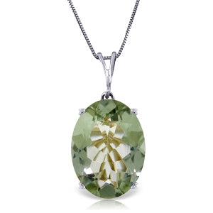 7.55 Carat 14K Solid White Gold Necklace Oval Green Amethyst