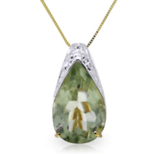5 Carat 14K Solid Yellow Gold Portrait Of A Lady Green Amethyst Necklace