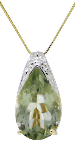 5 Carat 14K Solid White Gold Lash And Astonish Green Amethyst Necklace