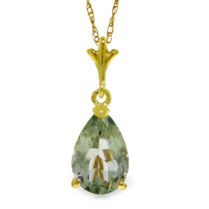 1.5 Carat 14K Solid Yellow Gold New England Green Amethyst Necklace