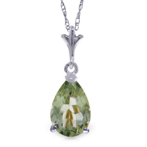 1.5 Carat 14K Solid White Gold Petale Green Amethyst Necklace