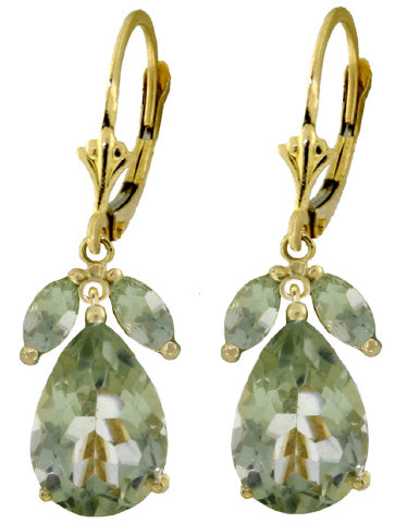 13 Carat 14K Solid White Gold Sanctimonious Green Amethyst Earrings
