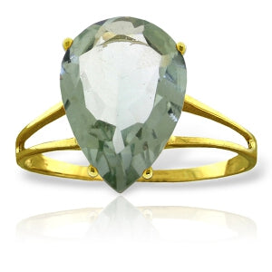 5 Carat 14K Solid Yellow Gold Hot Response Green Amethyst Ring