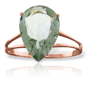 5 Carat 14K Solid Rose Gold Sensuality Green Amethyst Ring