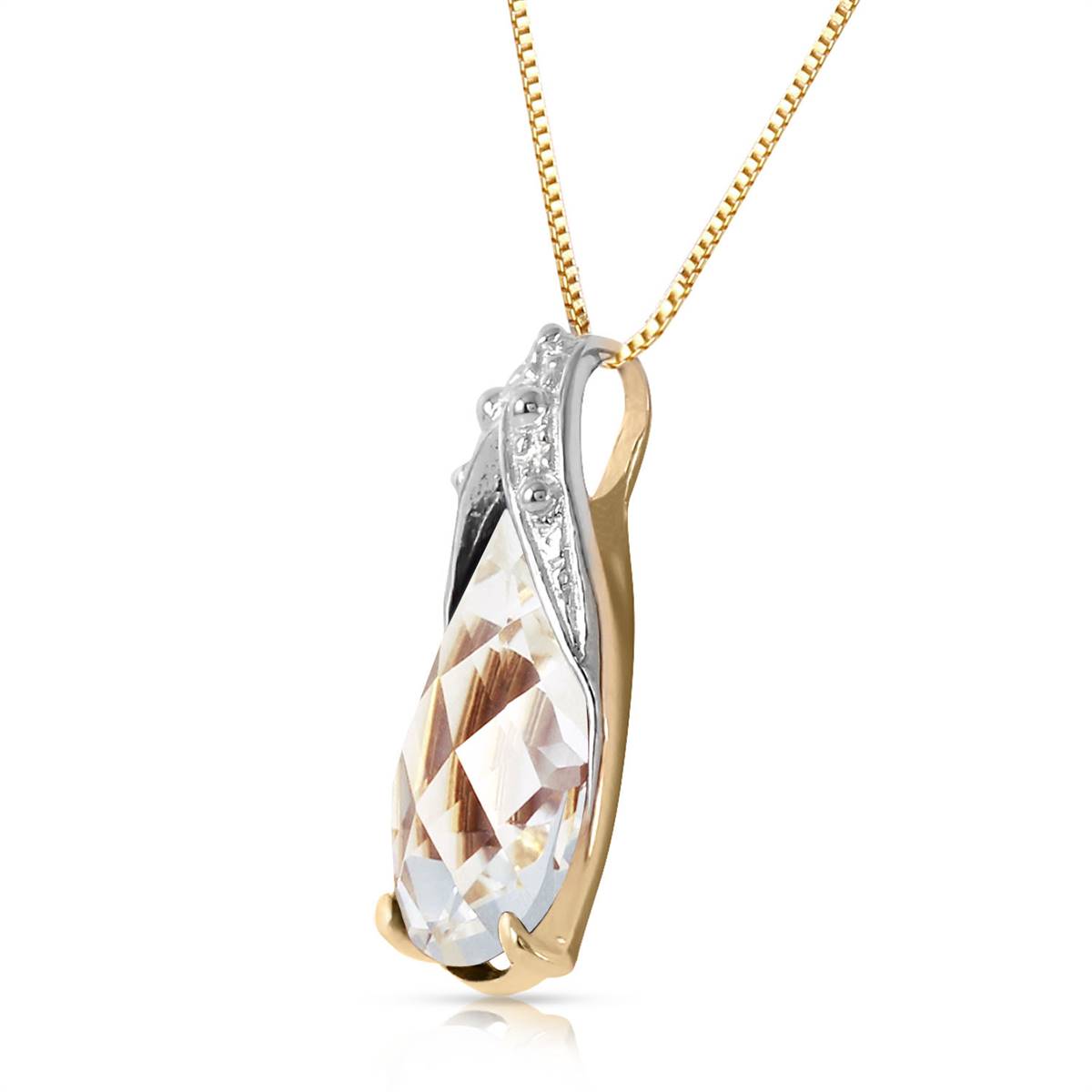 5 Carat 14K Solid Yellow Gold Love Awaits White Topaz Necklace