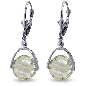 6.5 Carat 14K Solid White Gold Coming Up Roses Green Amethyst Earrings