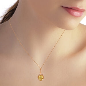 14K Solid Rose Gold Citrine Necklace