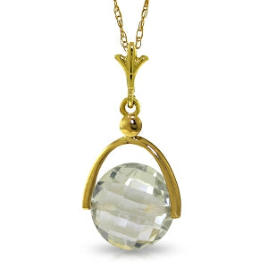 3.25 Carat 14K Solid Yellow Gold Necklace Checkerboard Cut Green Amethyst