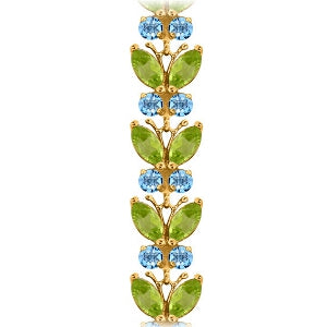 14K Solid Rose Gold Butterfly Bracelet w/ Peridot & Blue Topaz
