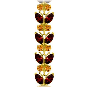 16.5 Carat 14K Solid Yellow Gold Butterfly Bracelet Garnet Citrine