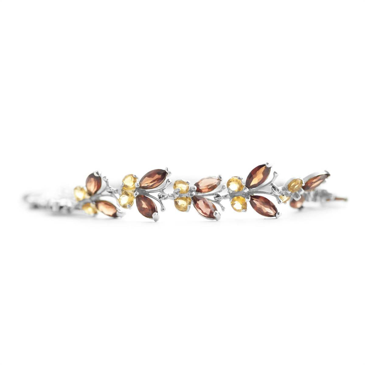 16.5 Carat 14K Solid White Gold Butterfly Bracelet Garnet Citrine