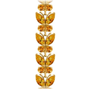 14K Solid Rose Gold Butterfly Bracelet w/ Natural Citrines