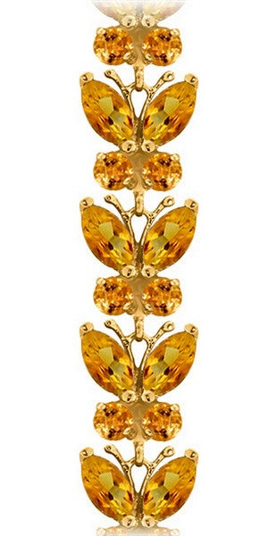 14K Solid Rose Gold Butterfly Bracelet w/ Natural Citrines