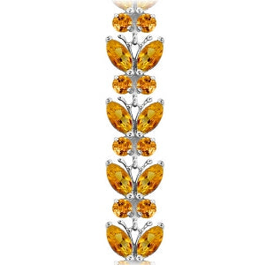 16.5 Carat 14K Solid White Gold Butterfly Bracelet Natural Citrine