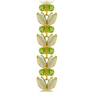 12 Carat 14K Solid Yellow Gold Butterfly Bracelet Opal Peridot