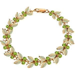 14K Solid Rose Gold Butterfly Bracelet w/ Opal & Peridot