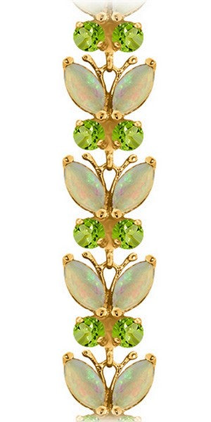14K Solid Rose Gold Butterfly Bracelet w/ Opal & Peridot