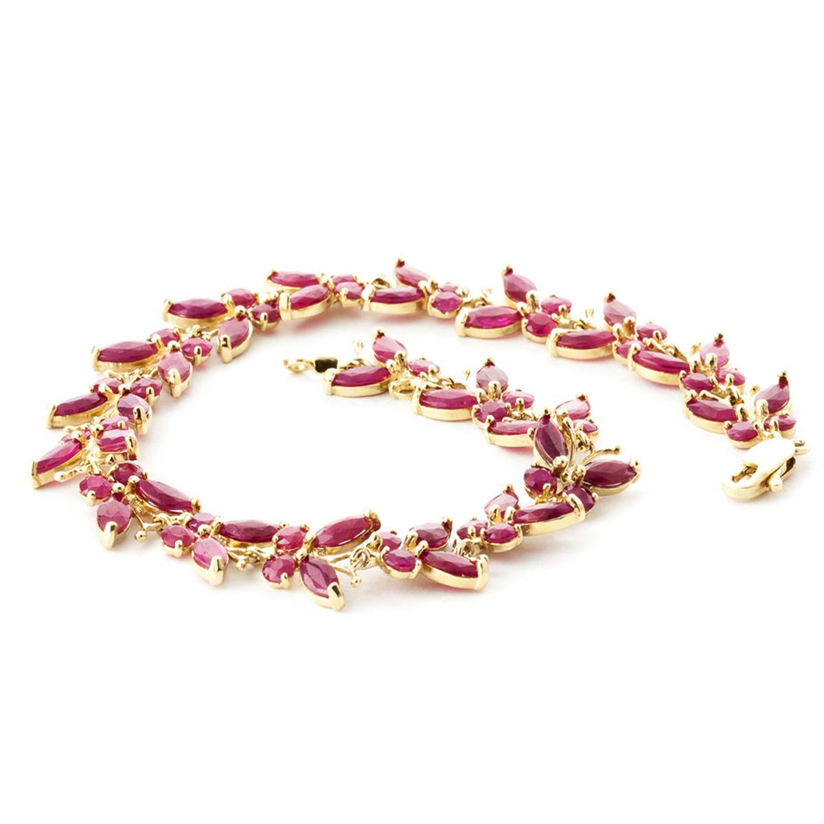 16.5 Carat 14K Solid Yellow Gold Butterfly Bracelet Natural Ruby