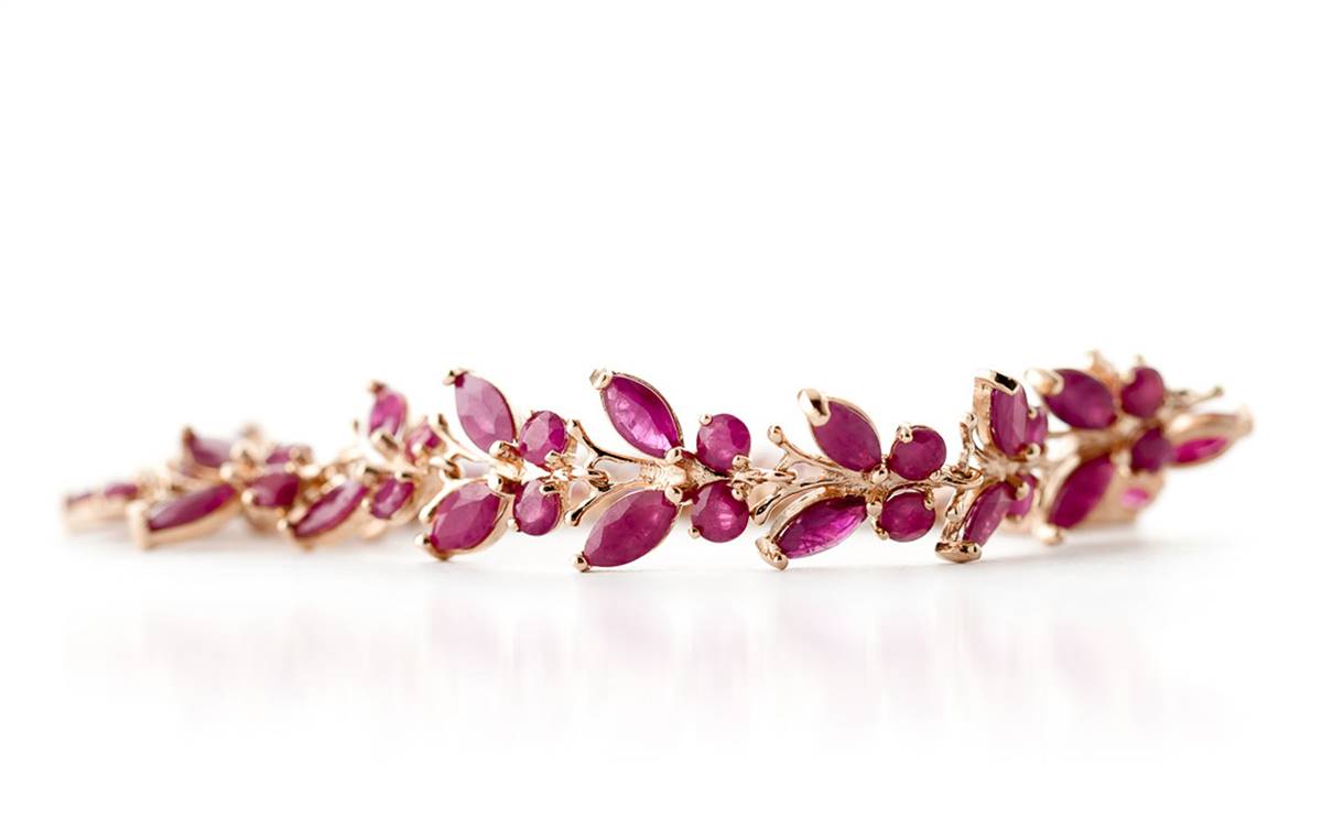 14K Solid Rose Gold Butterfly Bracelet w/ Natural Rubies