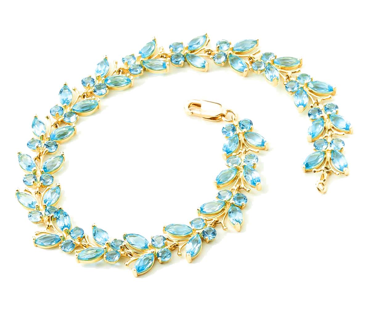 16.5 Carat 14K Solid Yellow Gold Butterfly Bracelet Blue Topaz