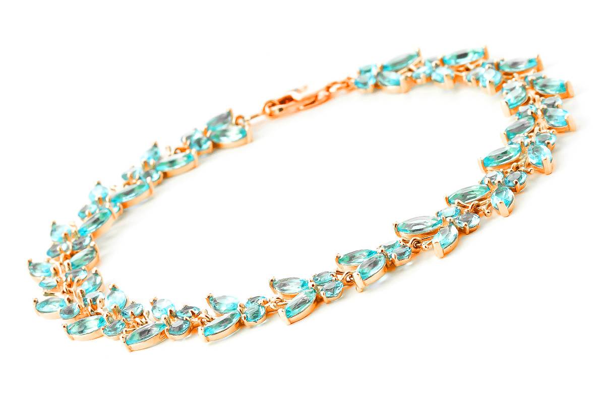 14K Solid Rose Gold Butterfly Bracelet w/ Blue Topaz