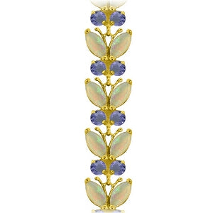 10.5 Carat 14K Solid Yellow Gold Butterfly Bracelet Opal Tanzanite