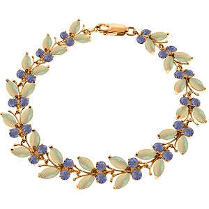 14K Solid Rose Gold Butterfly Bracelet w/ Opals & Tanzanites