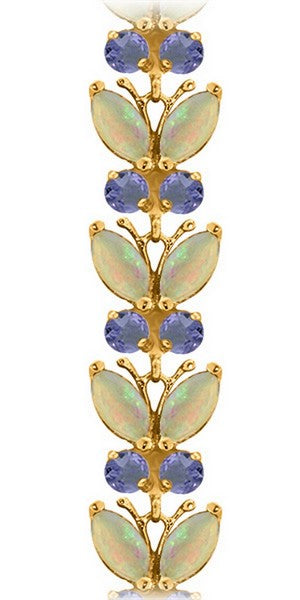 14K Solid Rose Gold Butterfly Bracelet w/ Opals & Tanzanites