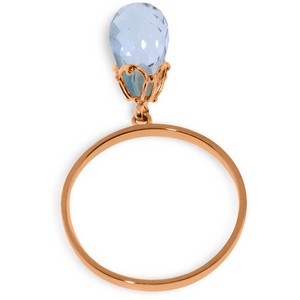 3 Carat 14K Solid Rose Gold Ring Dangling Briolette Blue Topaz